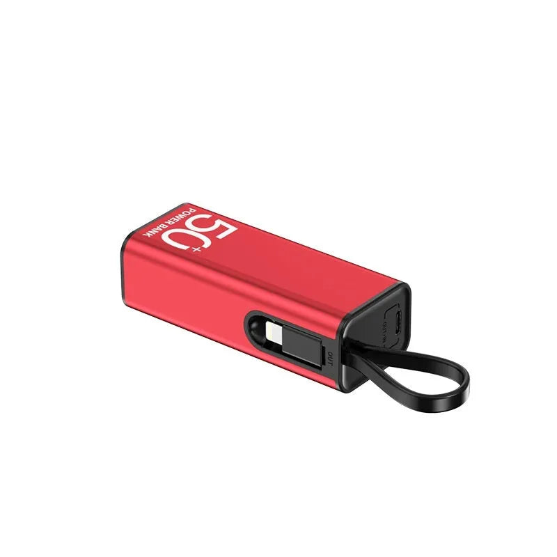 Mini power bank 5000 mAh with alloy shell and LED flashlight in dark green