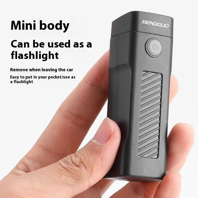 USB rechargeable bicycle headlight with quick release strap mount showing LED light
