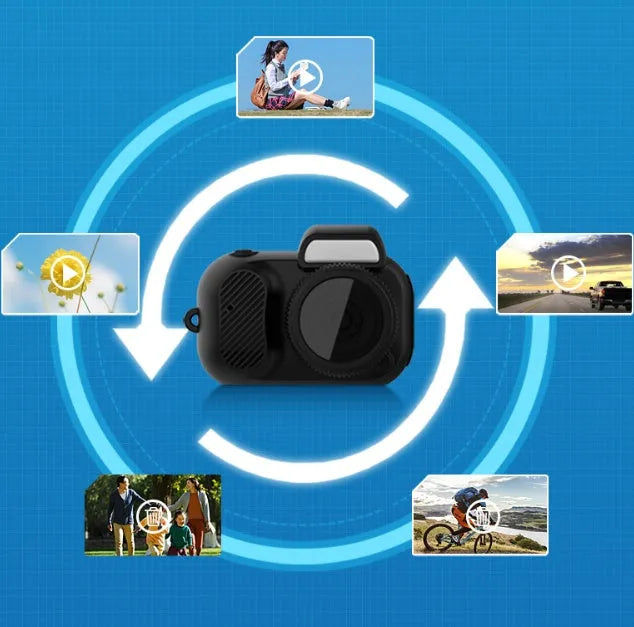 Black Y3000 HD outdoor sports camera with 0.96-inch display screen, shown with a memory card.