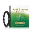 Men's glass and black gallstone smoke prevention bracelet on wrist