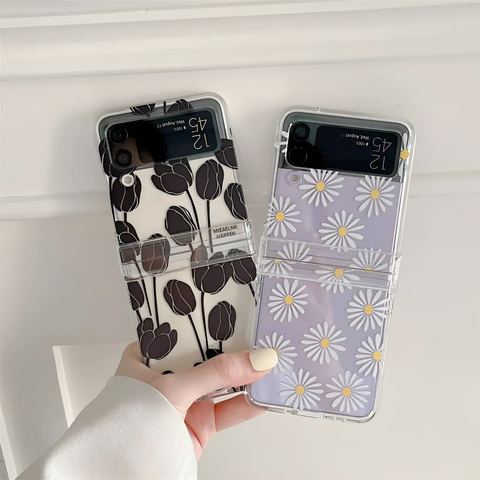 Flower pattern folding screen phone case for Samsung Galaxy Z Flip smartphones