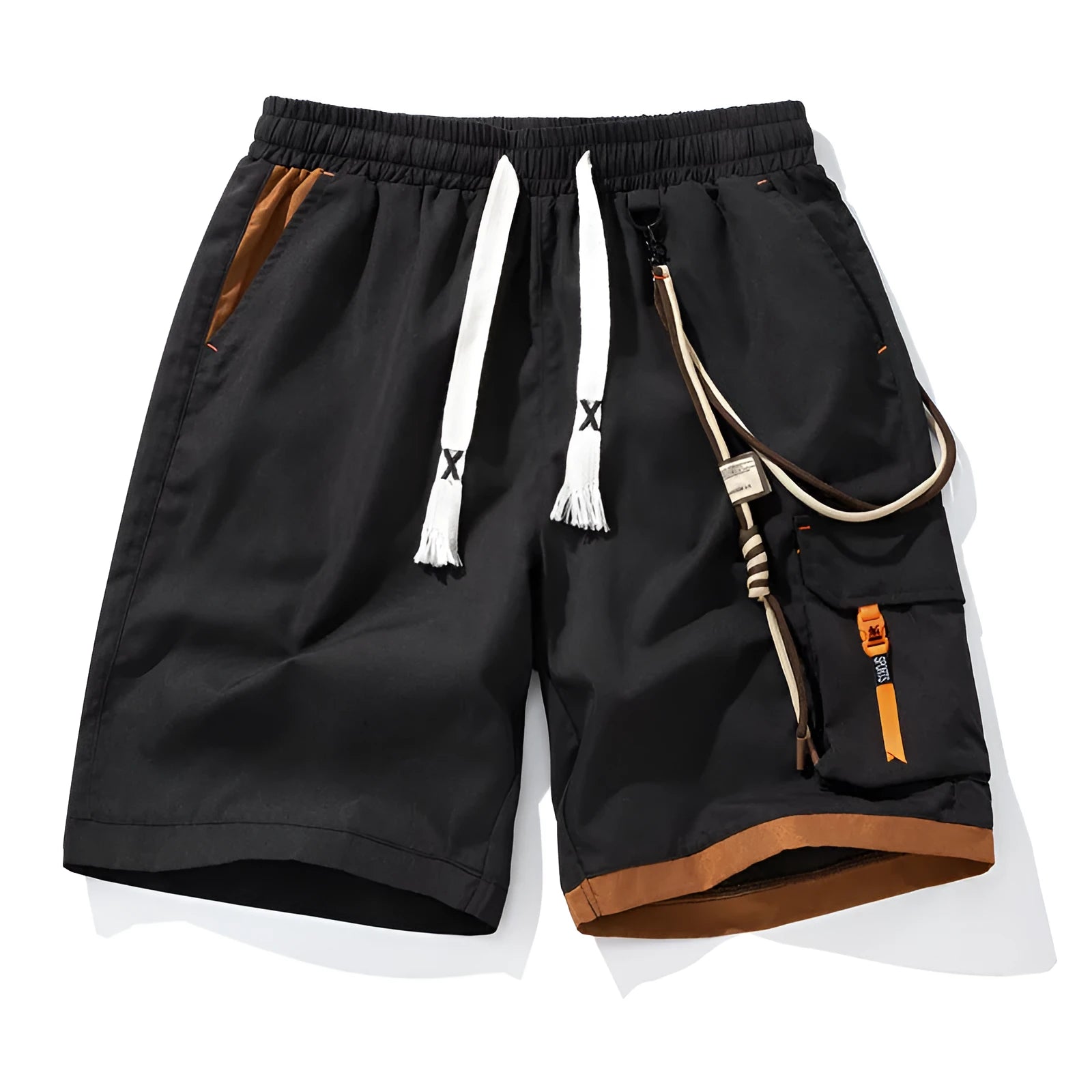 Men's straight-leg cropped shorts in bamboo fabric available in coffee, black, blue and white colours
