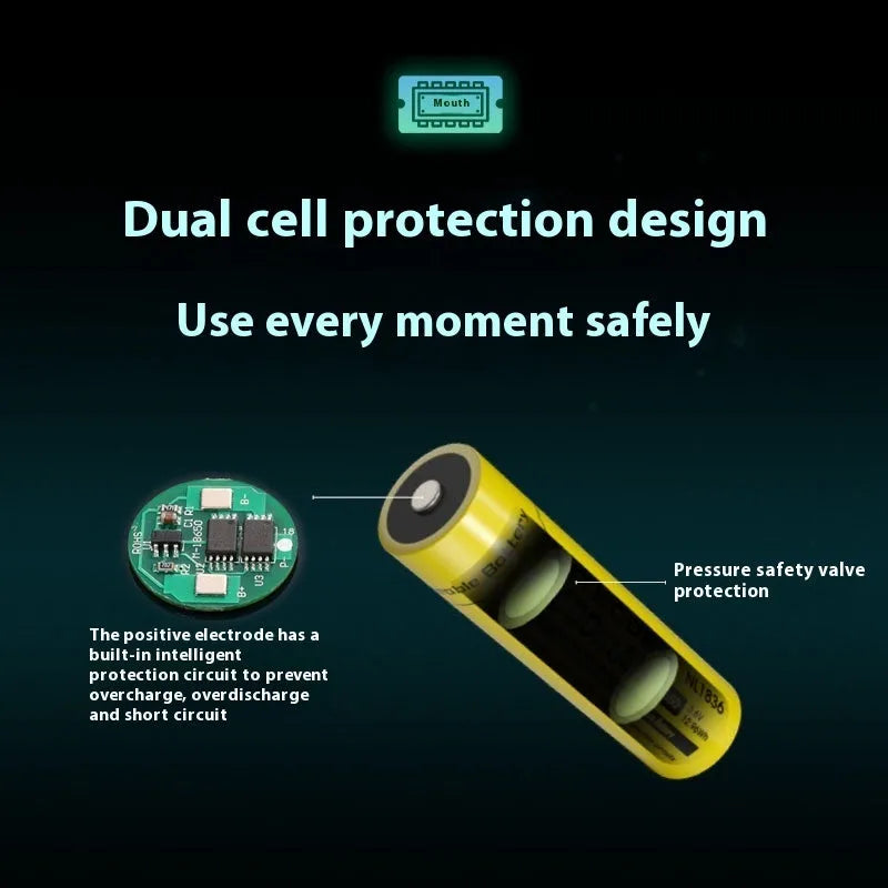 NL1836 rechargeable lithium battery 3600mAh 3.6V for flashlight with USB-C direct charge option