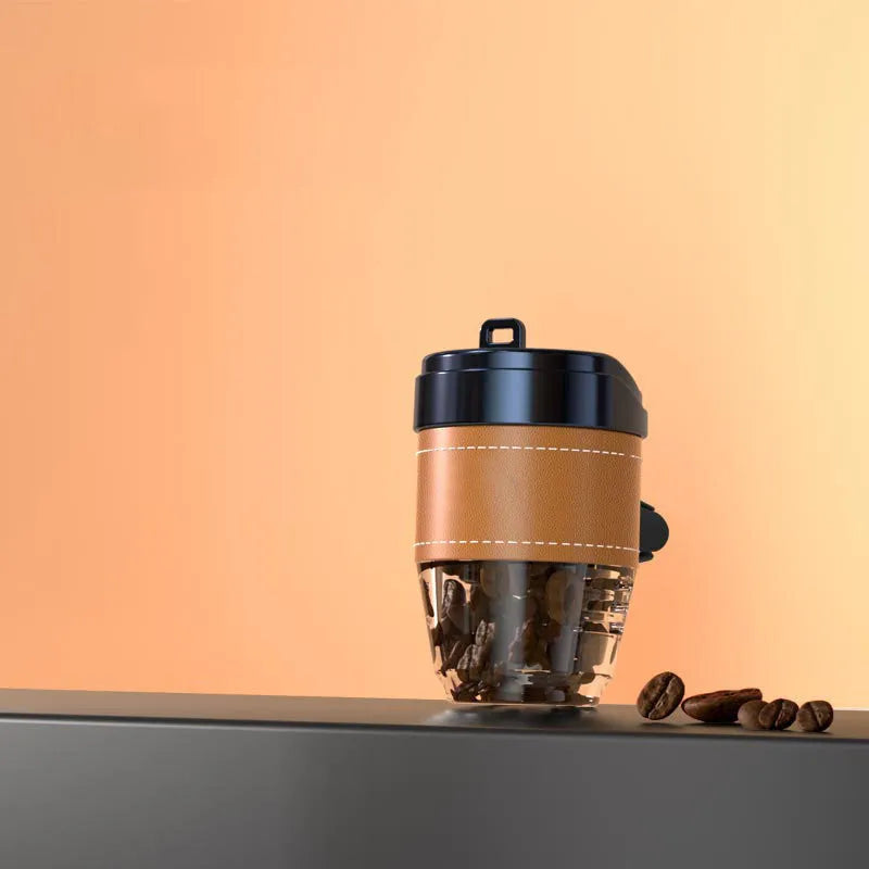 Coffee cup shaped plastic car air freshener in black, brown, green, orange or white colour options