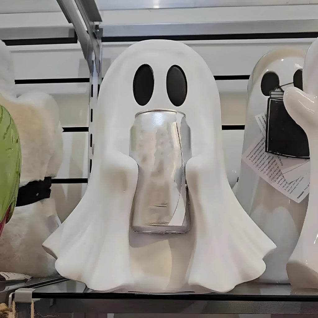 Ghost drink holder Halloween decoration in 15cm and 20cm plastic ghost shaped ornament for spooky home decor