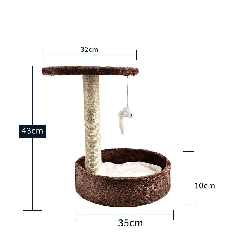 Solid wood cat climbing frame with integrated litter tree in grey colour option