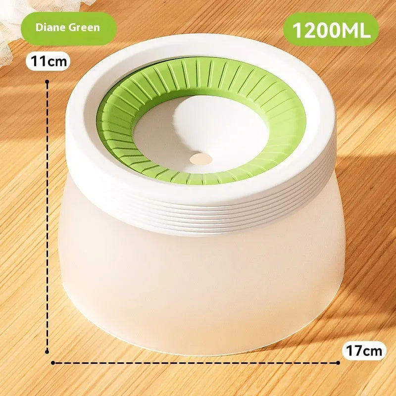 Green PP silicone suspension water bowl for dogs and cats with 600ml capacity