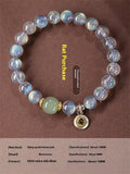 Birth Buddha Beads moonstone bracelet with 8mm beads featuring Thousand-Hand Kwan-yin mouse design