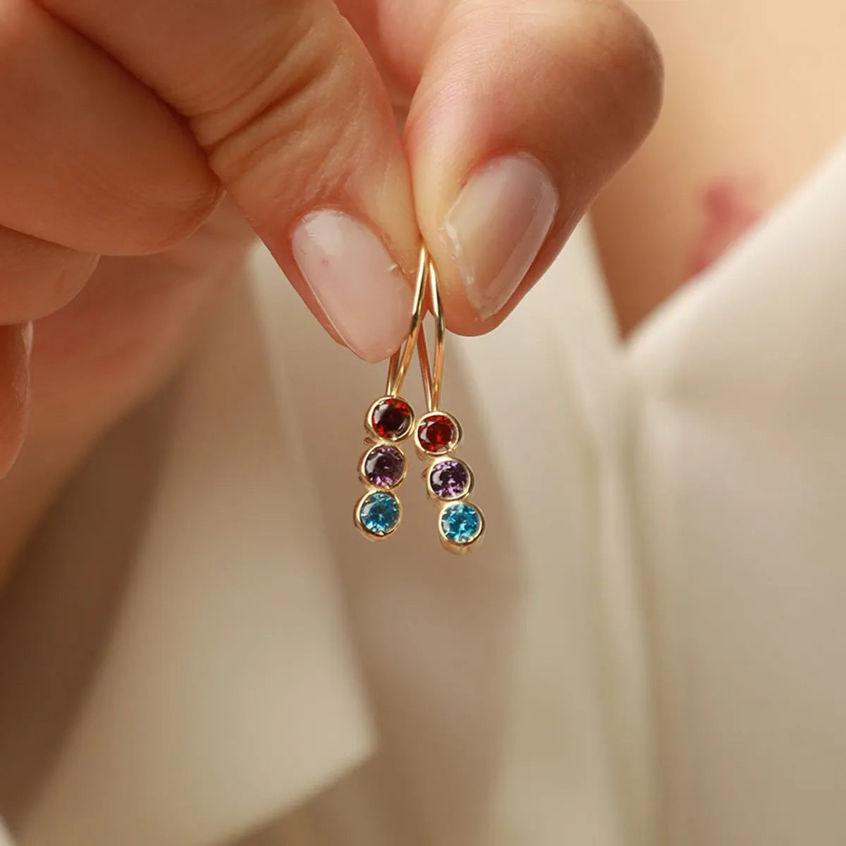 Sterling silver 925 earrings with yellow gold electroplating and colourful crystals for women