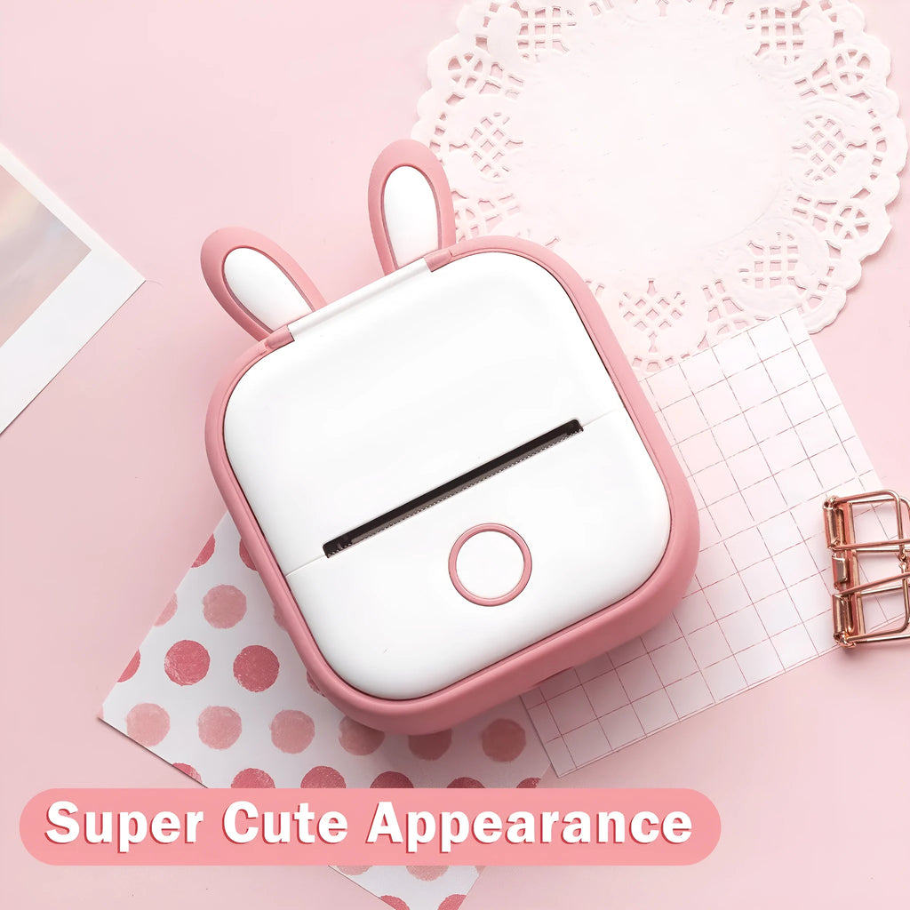 Phomemo T02 silicone protective case with cat ears in pink colour for mini photo printer
