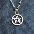 Vintage pentagram pendant necklace on alloy adjustable chain, bronze colour