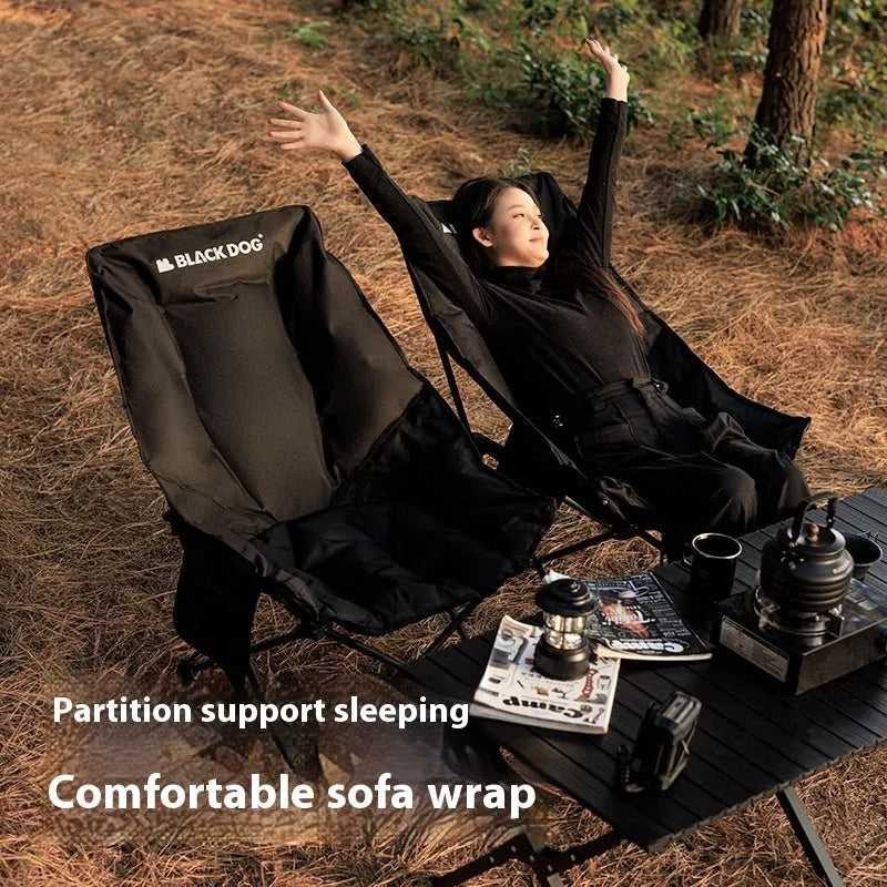 Night black folding moon chair with thickened oxford cloth for camping and beach use