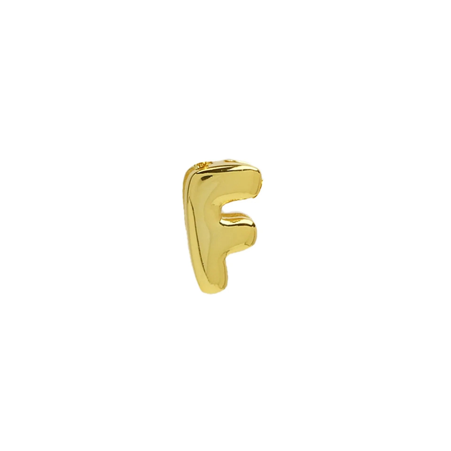 18k brass smooth surface bubble DIY letter bracelet with gold electroplated finish and letter pendant on white background