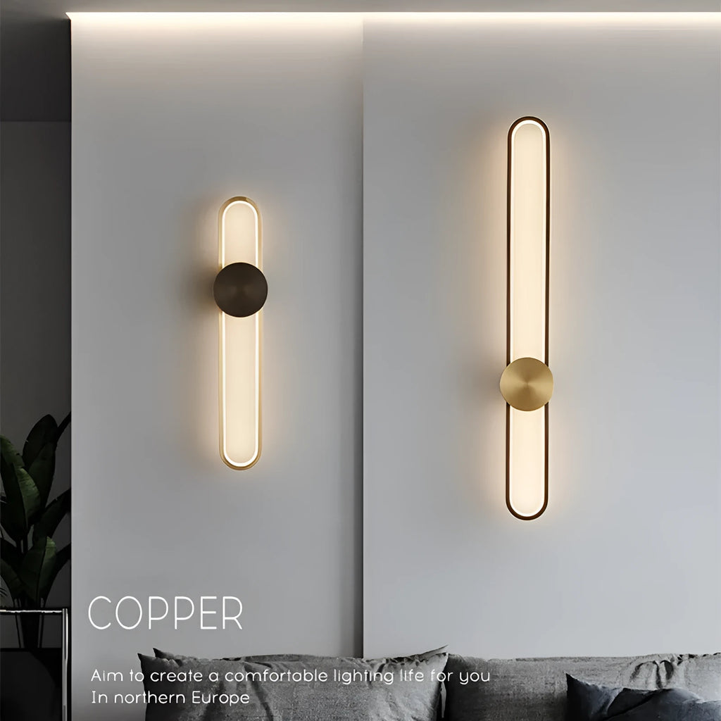 Modern minimalist wall lamp with 60cm round iron frame in black or gold finish