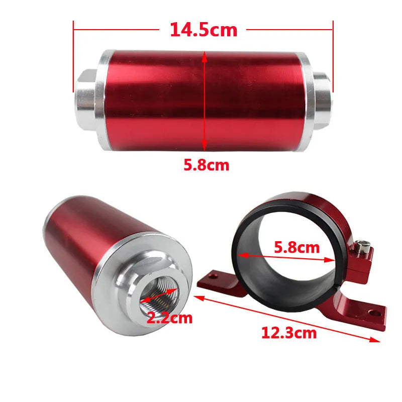 Aluminium petrol filter bracket for high flow filters in multiple colour options