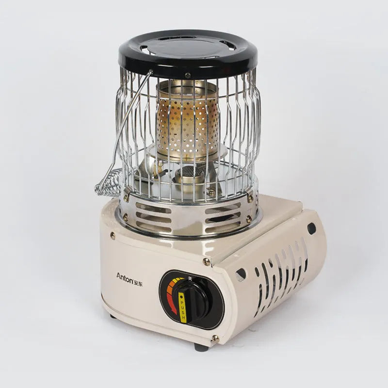 Multifunctional outdoor camping stove heater 2.0KW in army green with gas tank compatible with 220g and 250g canisters