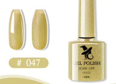 48 colour UV phototherapy plastic gel nail polish set with 7ml bottles in various finishes including glitter and nude shades