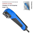 Multifunctional tool screwdriver with strong corner device, adapter, and sleeve frame attachment, 155x30 mm, blue right angle model