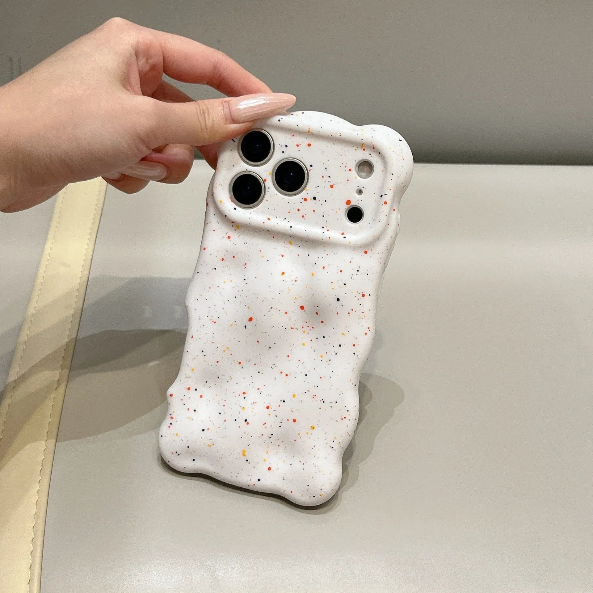 New Wave soft shell TPU phone case with white splash ink pattern and black edges for iPhone
