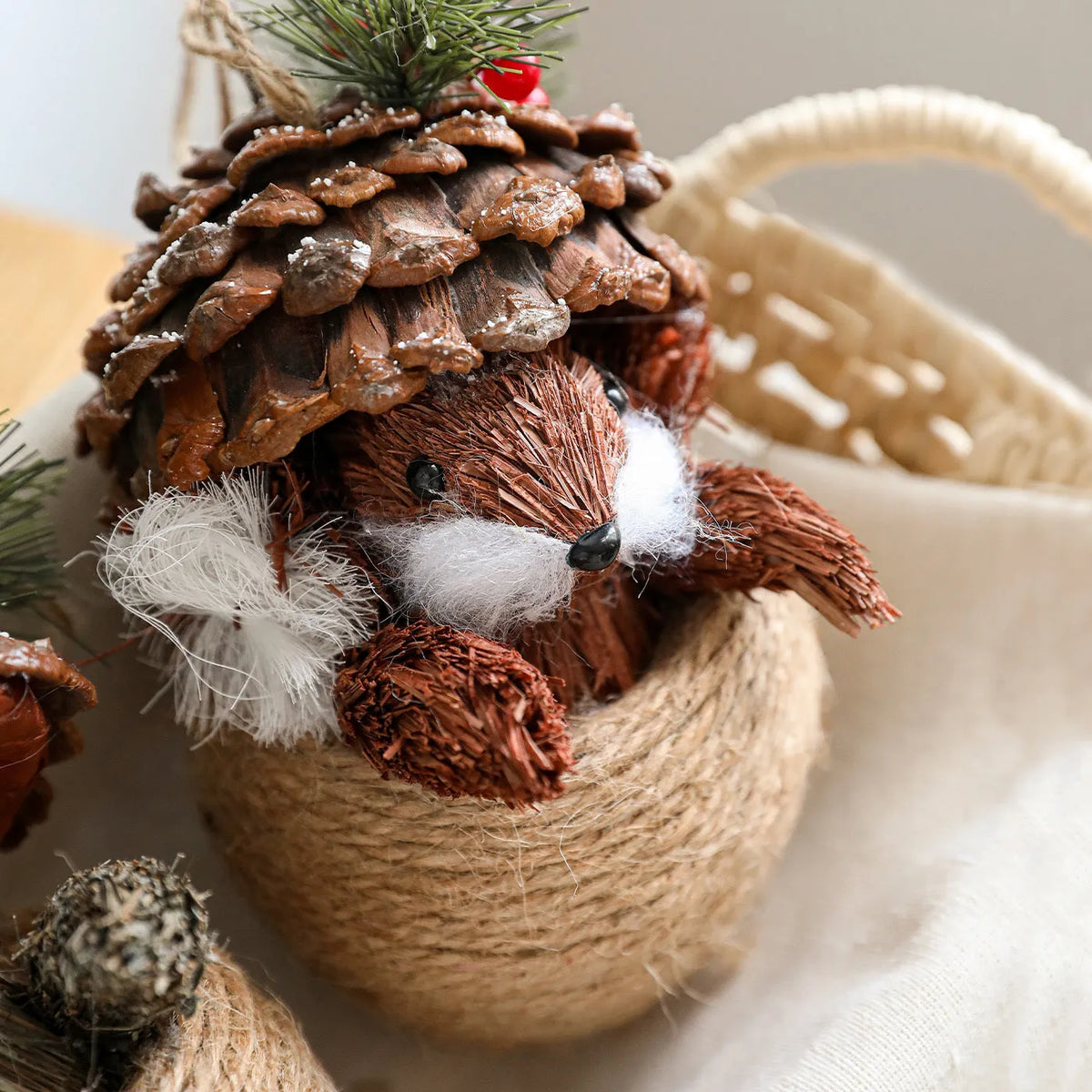 Foam simulation squirrel Christmas decoration in brown or grey, single ornament for festive display.