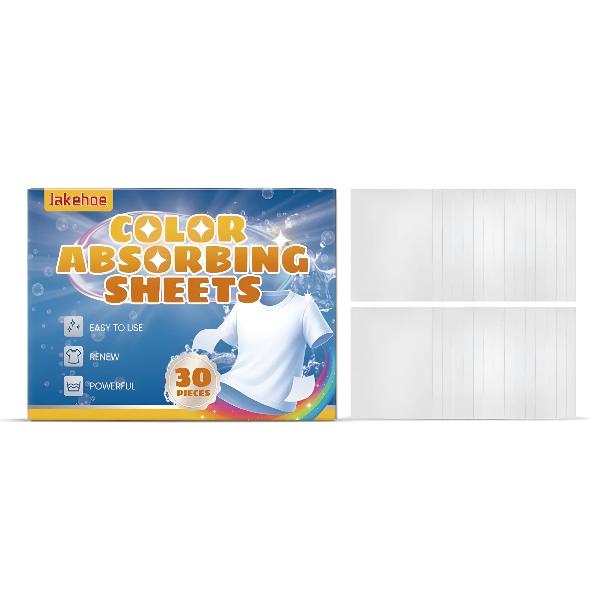 Pack of thirty colour absorbing laundry filter sheets for preventing dye transfer in washing machines