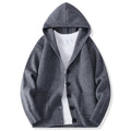 Men's loose fit knitwear sweater in black with ribbed pattern hem and long sleeves, autumn casual style