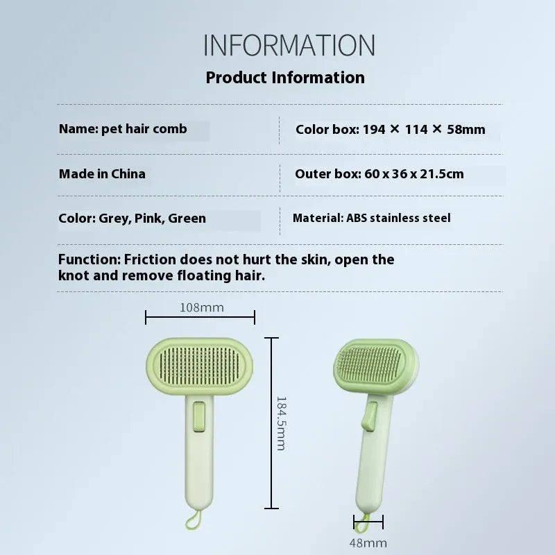 Large pet hair removal comb with integrated shaver in light green, pink and light grey colours