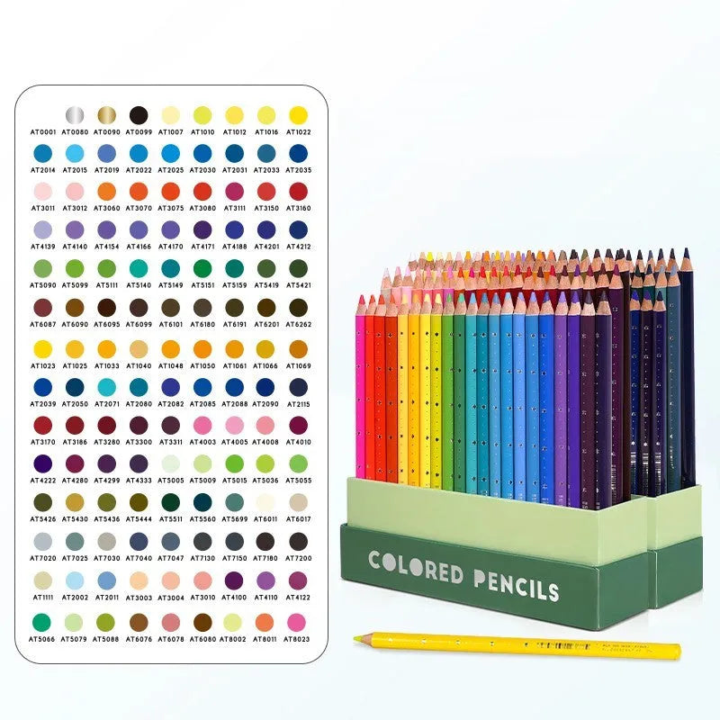 Boxed set of 72 assorted coloured pencils for drawing and art, showing basswood barrels and AP certification.