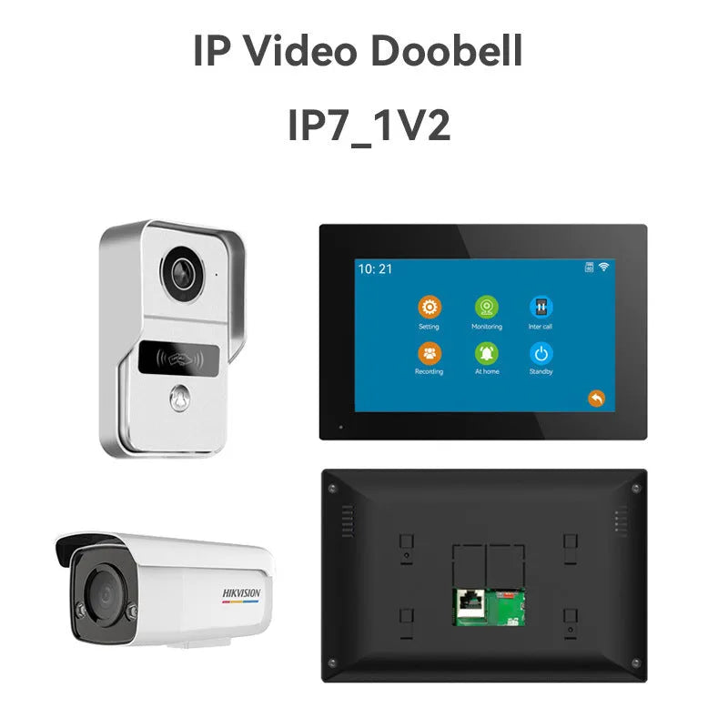 1080P video intercom doorbell system with outdoor camera unit and indoor display monitor