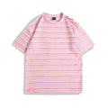 Loose fit striped half sleeve T-shirt with round neck collar in multiple colour options