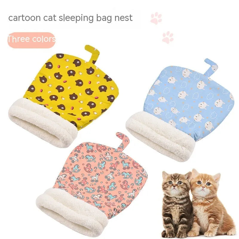 Blue rabbit colour thickened lambswool cat nest sleeping bag 55x45cm for small winter pet bed