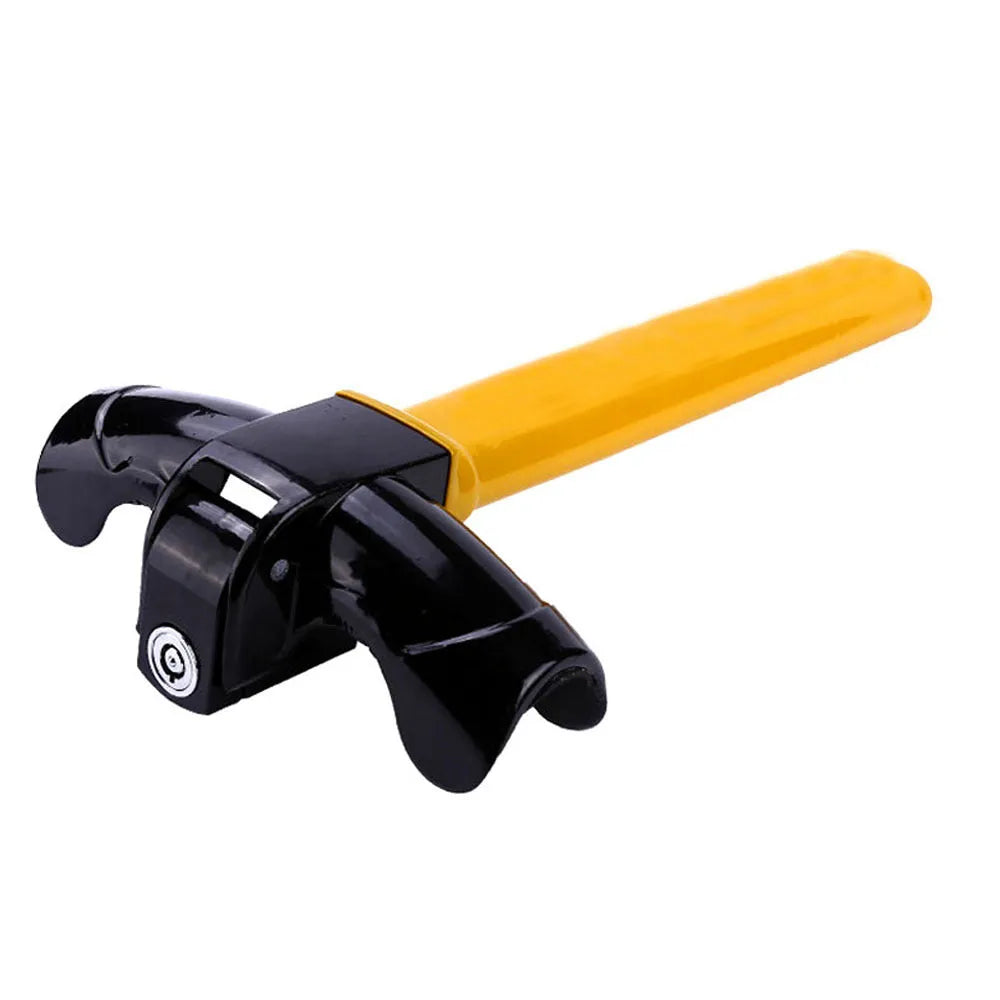 Yellow alloy steering wheel T-lock anti-theft device for general cars, 38 cm length