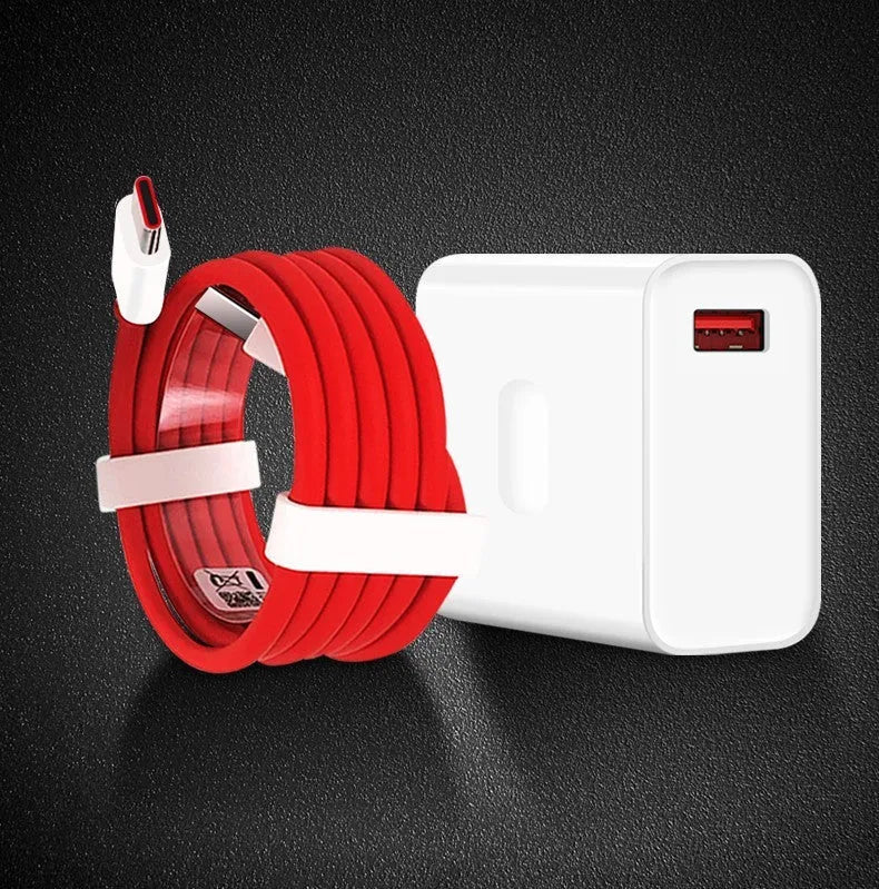 Red fast charging data cable for Universal 30w head compatible with 7pro 6 6T 7T