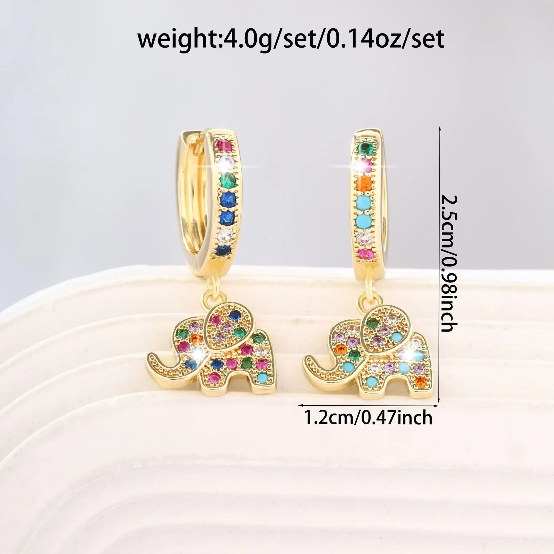 Zircon inlaid copper earrings with irregular animal zodiac design in colour ED81886-J
