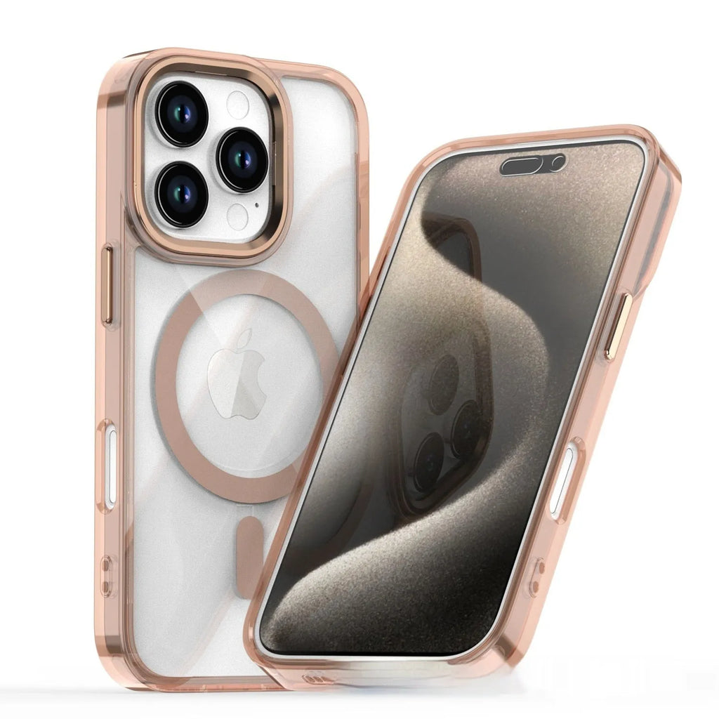 Magnetic Wireless Transparent Drop-resistant Protective Cover Compatible with Apple iPhone 14 Pro Max 15 16 17 Series TPU Acrylic Metal Back Cover Transparent Black Blue Pink Purple
