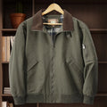 Men's plus size washed cotton baseball flight jacket in army green colour
