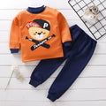 Children's fleece-lined thermal underwear set in coral fleece with cartoon print, suitable for winter autumn spring, sizes 73-130cm