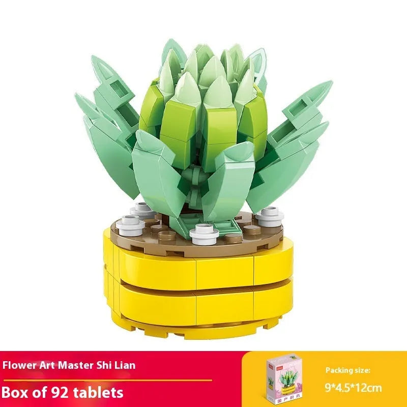 Plastic building blocks flower pot model assembly toy for teenagers