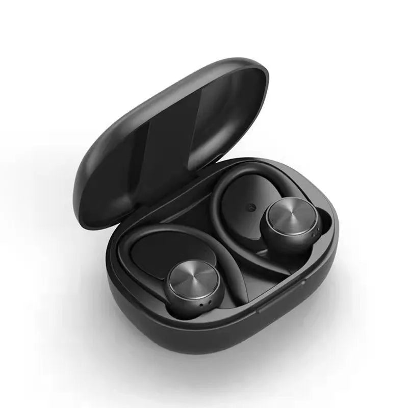 R200TWS ear-mounted sports Bluetooth headset with digital display, sweat-proof design, available in black white pink skin