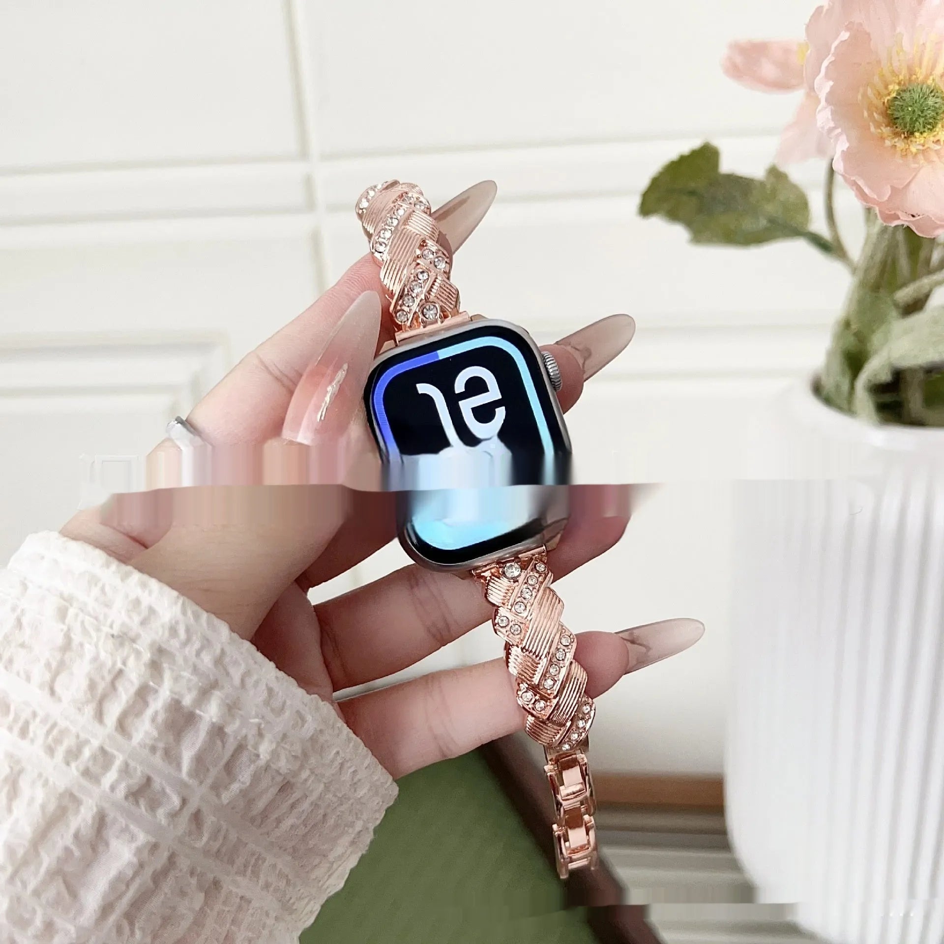 Zinc alloy Apple Watch band with diamond twist design in five colour options