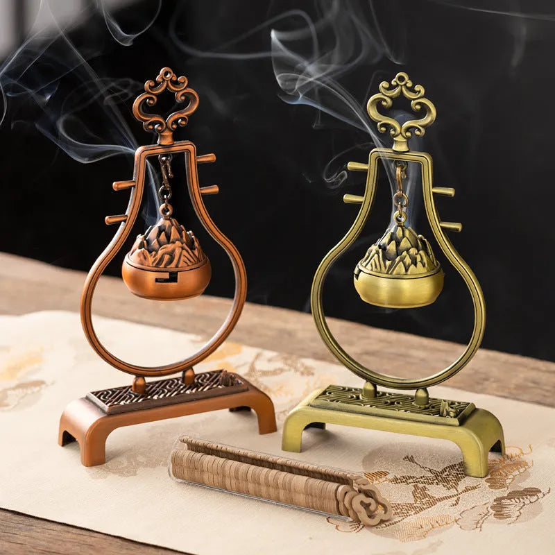 Bronze alloy hanging aromatherapy furnace ornament for tea ceremony, available in five designs