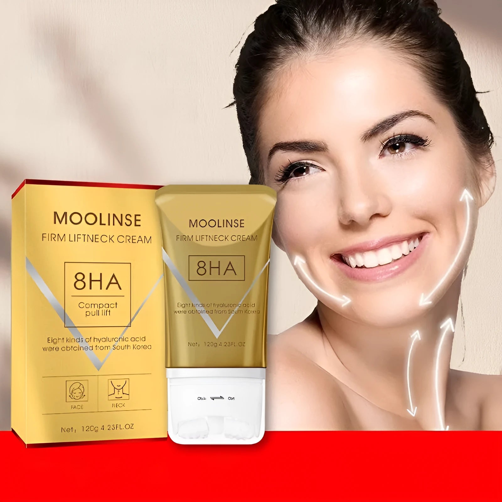 Neck moisturising cream with roller applicator for dry skin beauty massage