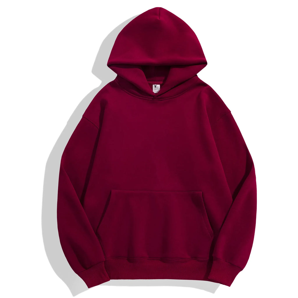 Women's loose drop-shoulder polar fleece hoodie in cotton, nine colours, sizes XS to 5XL