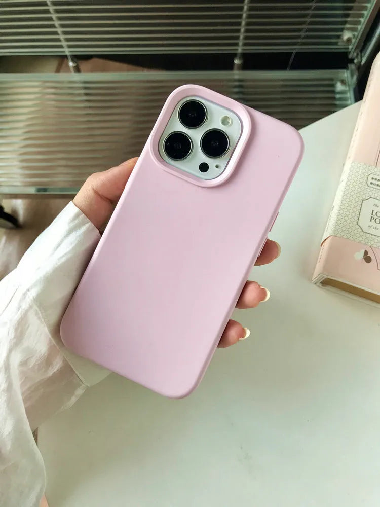 Solid colour liquid silicone phone case in Sapphire Blue for iPhone 14 and iPhone 15 models