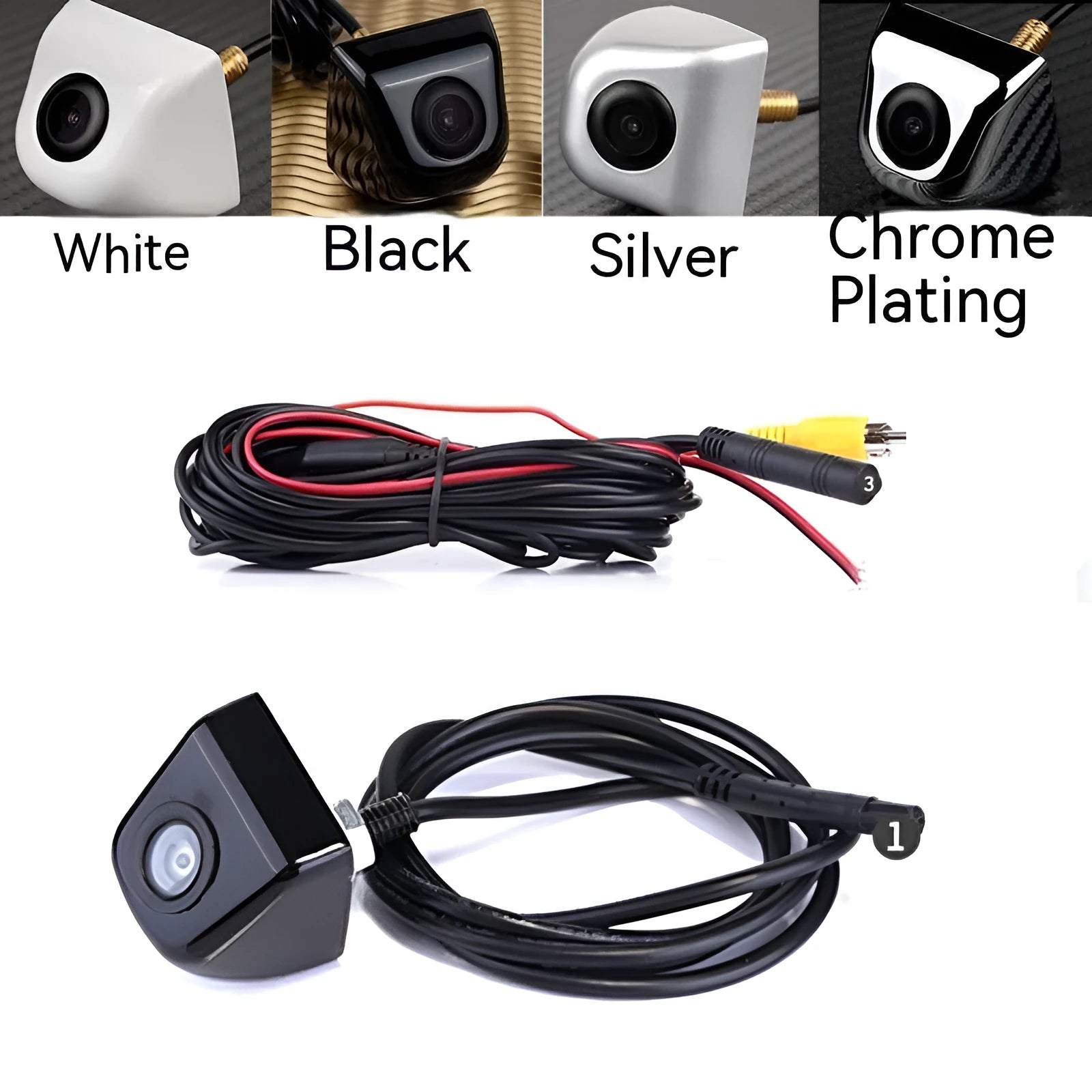 HD waterproof rearview car camera with metal shell and integrated line
