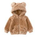 Children berber fleece coat in thickened polyester fibre with hood and zip front, winter jacket for boys and girls