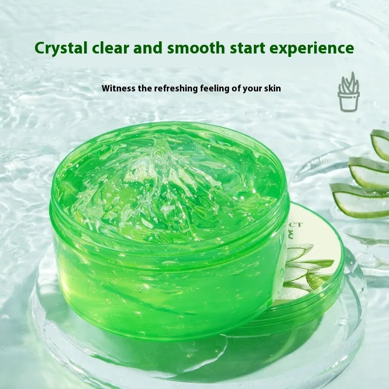 300g aloe vera gel container with spoon applicator for acne control and hydrating facial skincare