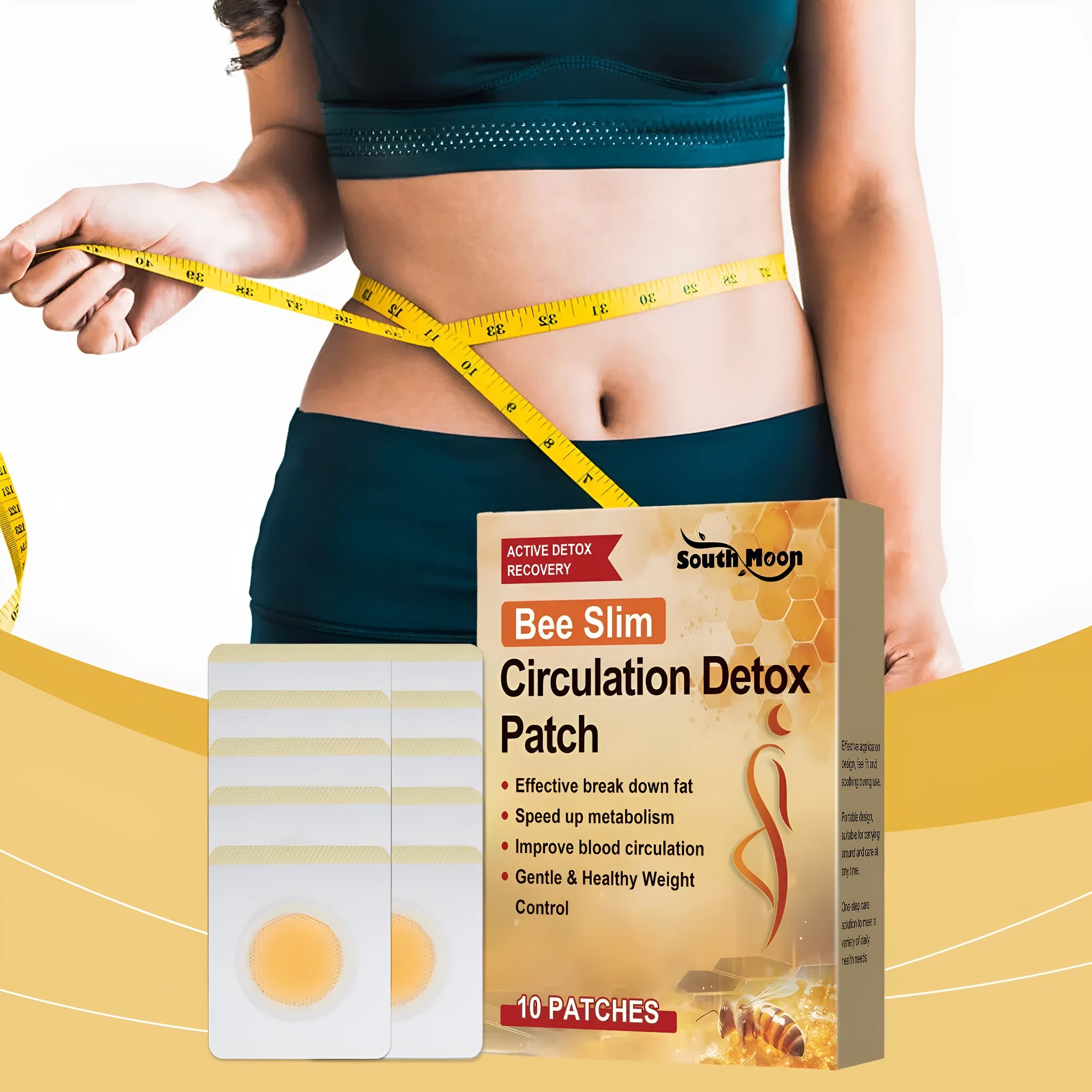 10 herbal navel stickers with bee venom, argy wormwood and allantoin in adhesive patch form