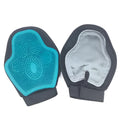 Soft silicone horse massage gloves for gentle hair removal and grooming, adjustable fit with hook and loop closure