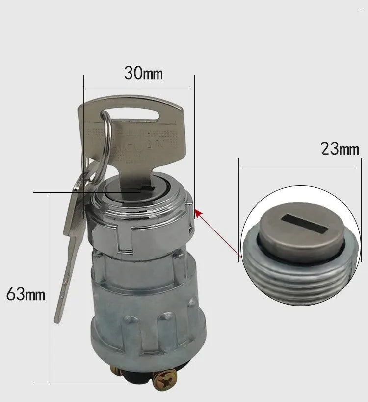 Copper car ignition lock with key for trucks and agricultural vehicles